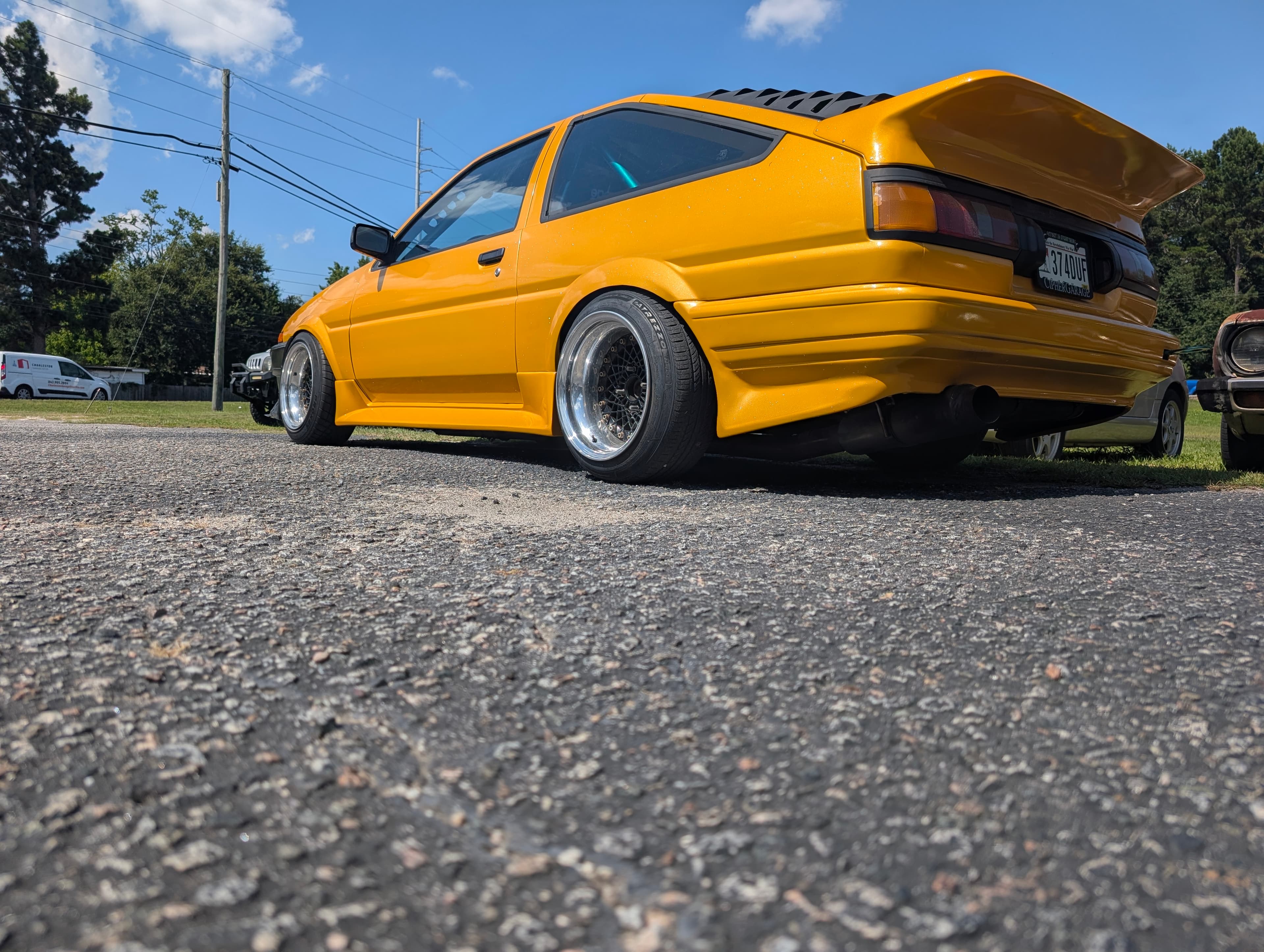 Yellow AE86 drift car